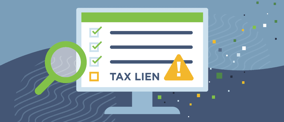 An illustration showing tax lien background check results.