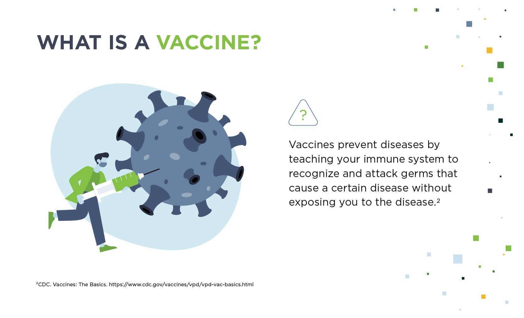 Illustration explaining what a vaccine is.