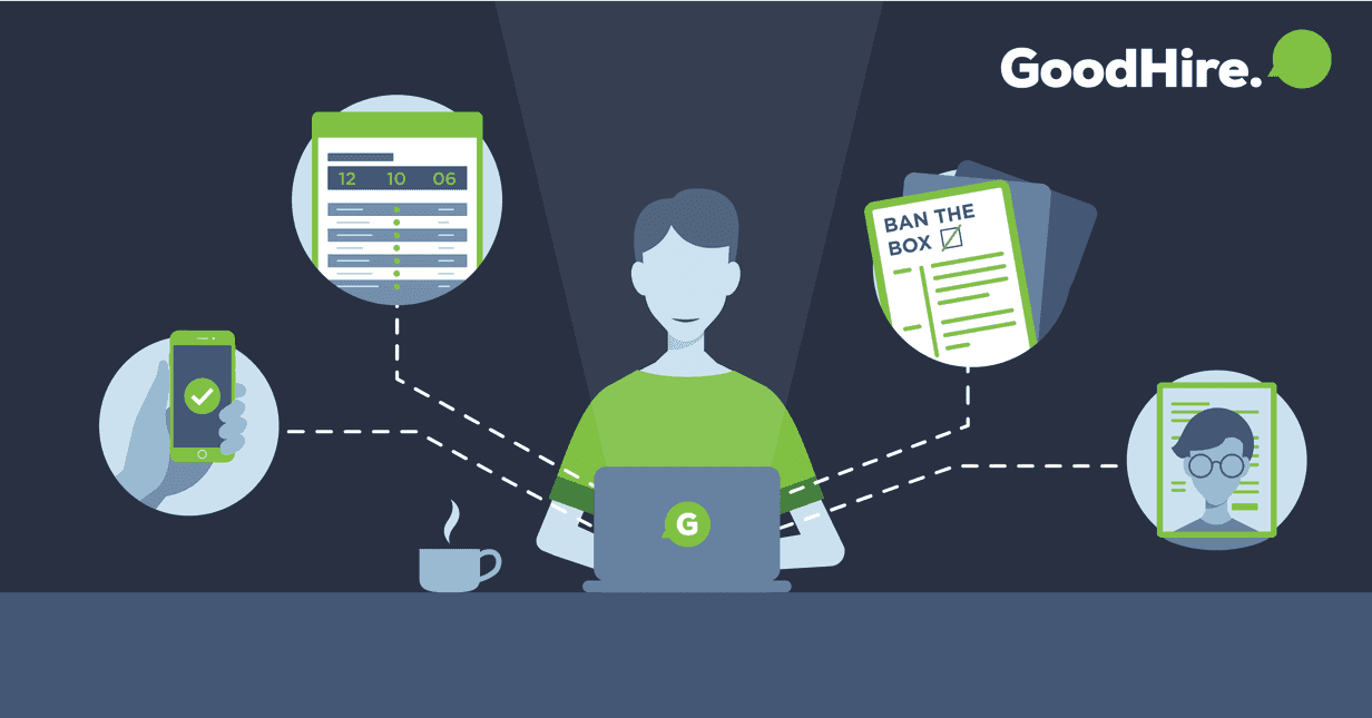 illustration of person working in GoodHire background checks platform