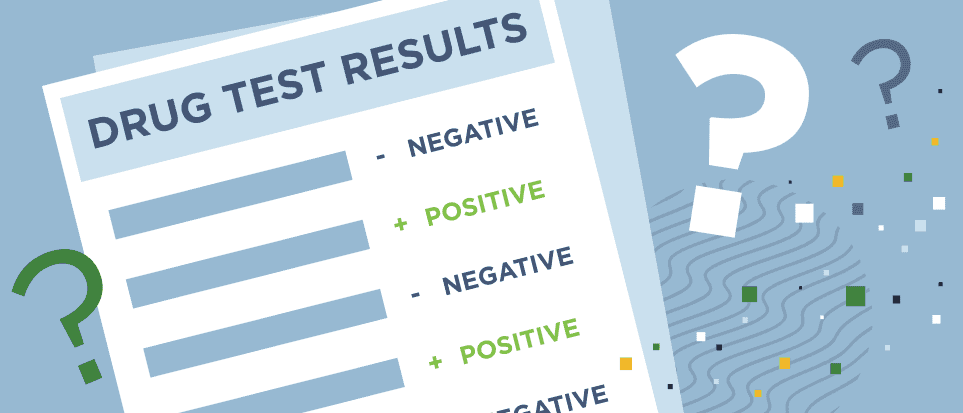 Illustration of a candidate's drug test results that shows negative and positive results.